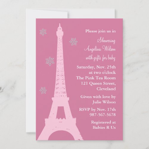 Crystal Snowflakes in Paris (pink) Invite
