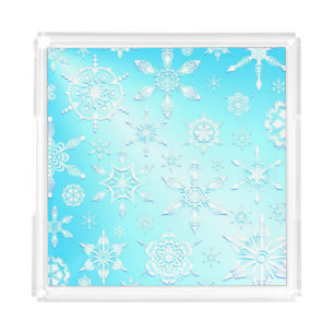 Crystal Snowflakes Pattern Acrylic Tray