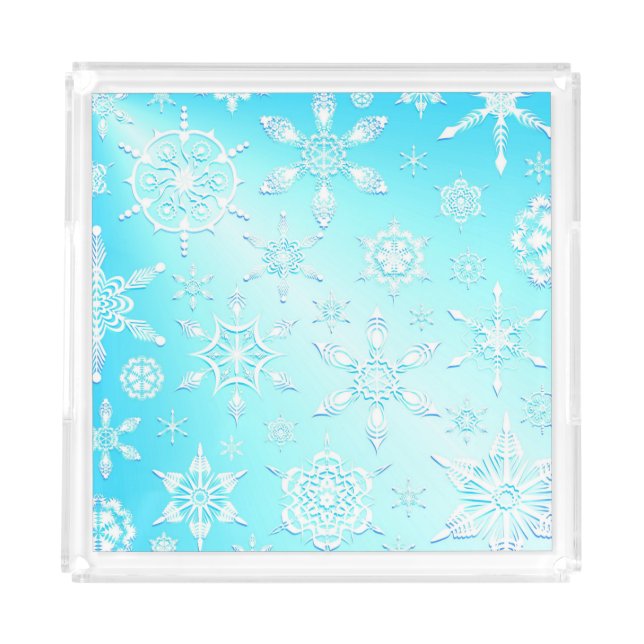 Crystal Snowflakes Pattern Acrylic Tray (Front)