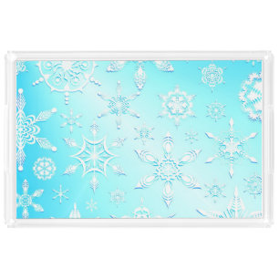 Crystal Snowflakes Pattern Acrylic Tray