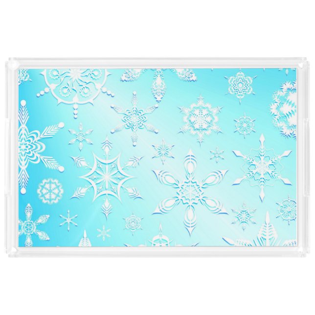 Crystal Snowflakes Pattern Acrylic Tray (Front)