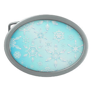 Crystal Snowflakes Pattern Belt Buckle