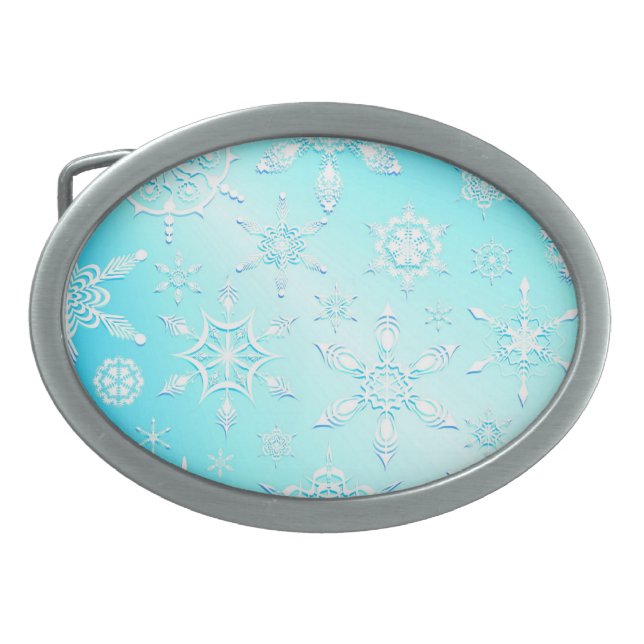 Crystal Snowflakes Pattern Belt Buckle (Front)