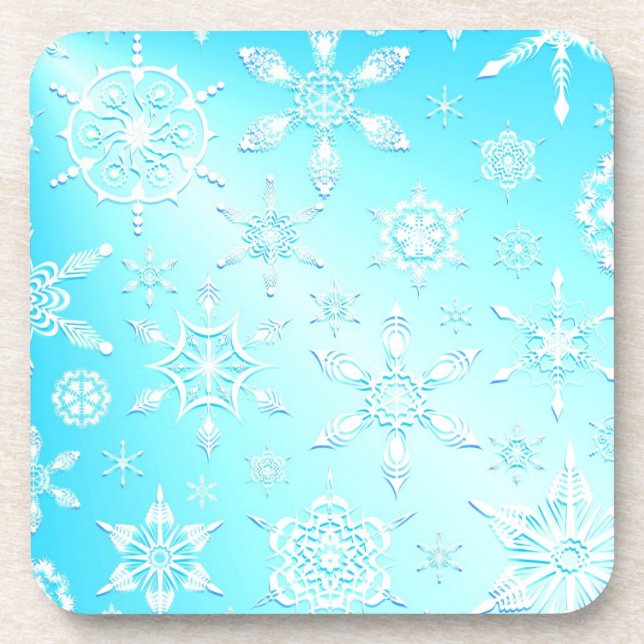 Crystal Snowflakes Pattern Beverage Coaster (Front)