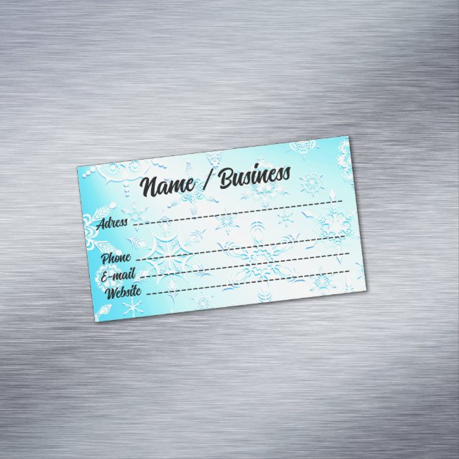 Crystal Snowflakes Pattern Business Card Magnet (In Situ)