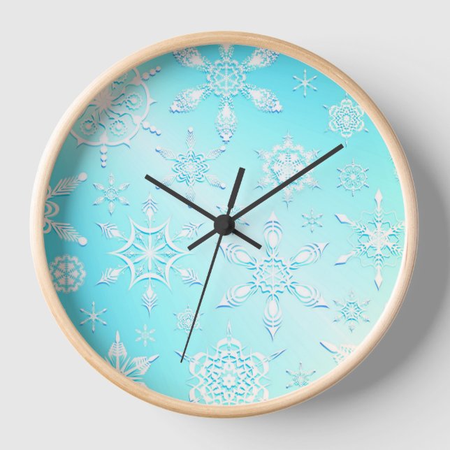 Crystal Snowflakes Pattern Clock (Front)