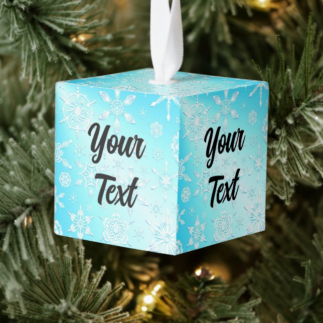 Crystal Snowflakes Pattern Cube Ornament (Tree)