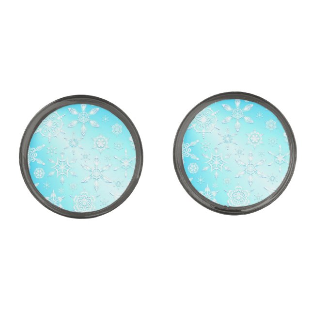 Crystal Snowflakes Pattern Cufflinks (Front)