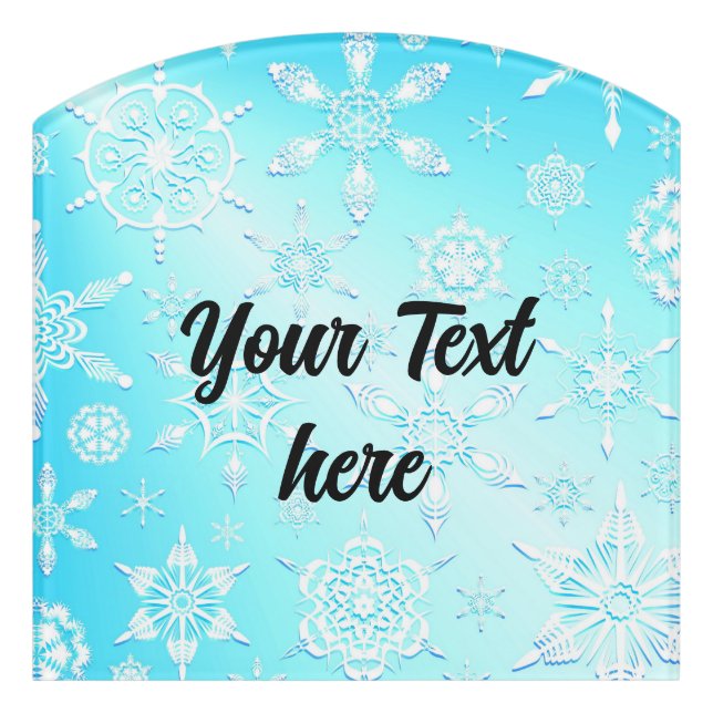 Crystal Snowflakes Pattern Door Sign (Contour Front)