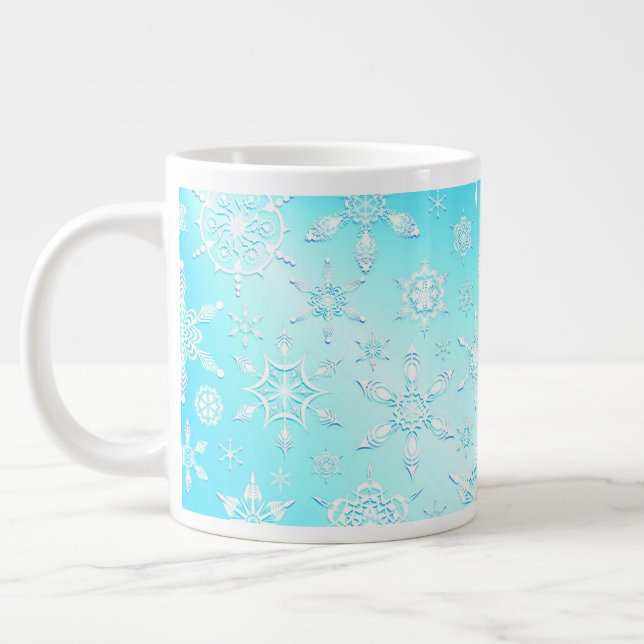 Crystal Snowflakes Pattern Giant Coffee Mug (Left)