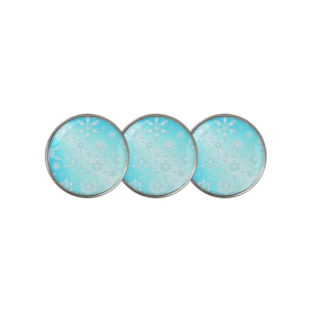 Crystal Snowflakes Pattern Golf Ball Marker (3 Up)