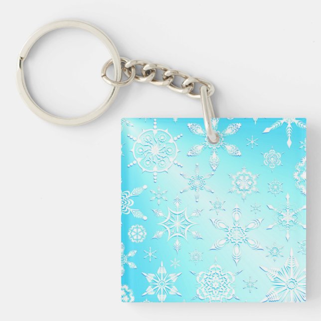 Crystal Snowflakes Pattern Keychain (Front)