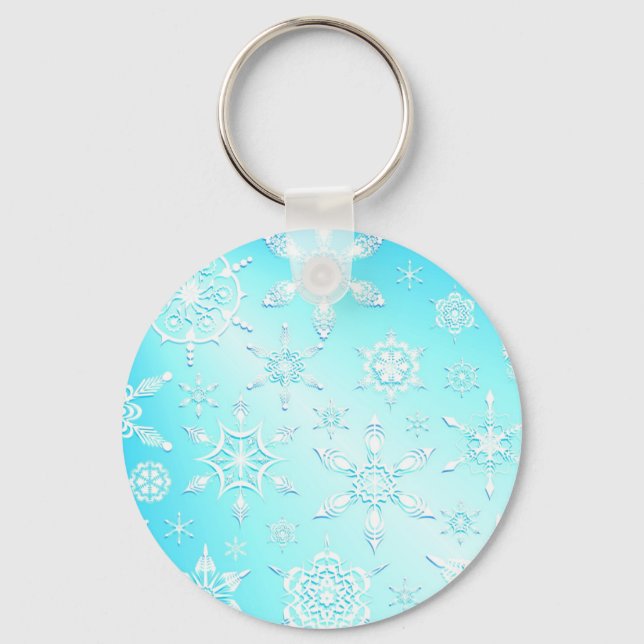Crystal Snowflakes Pattern Keychain (Front)