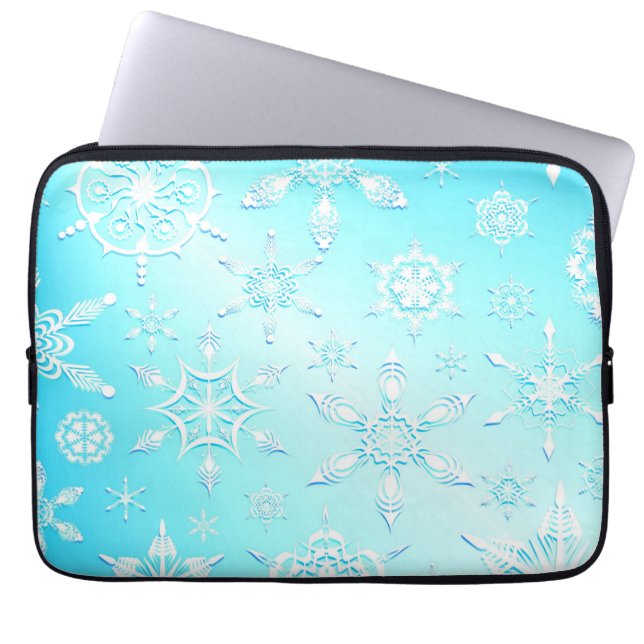 Crystal Snowflakes Pattern Laptop Sleeve (Front)