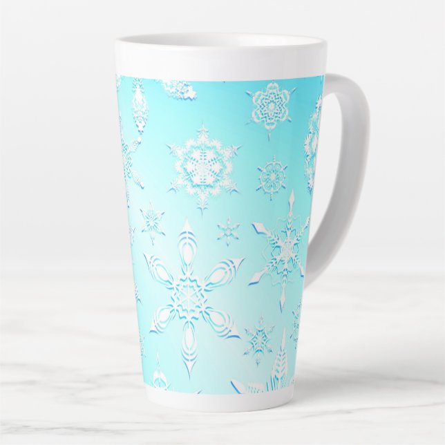 Crystal Snowflakes Pattern Latte Mug (Right Angle)