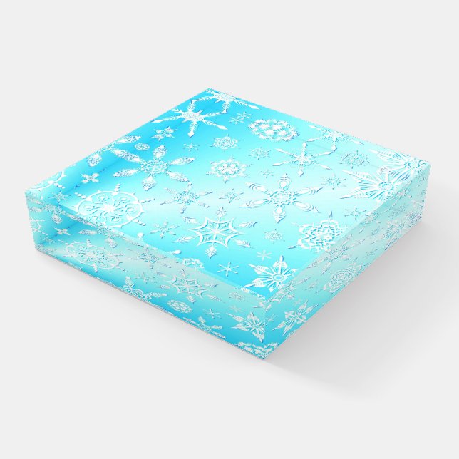 Crystal Snowflakes Pattern Paperweight (Angled)