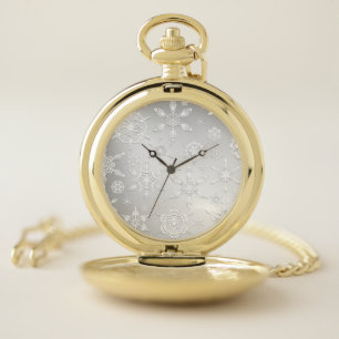 Crystal Snowflakes Pattern Pocket Watch
