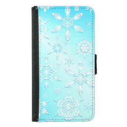 Crystal Snowflakes Pattern Samsung Galaxy S5 Wallet Case