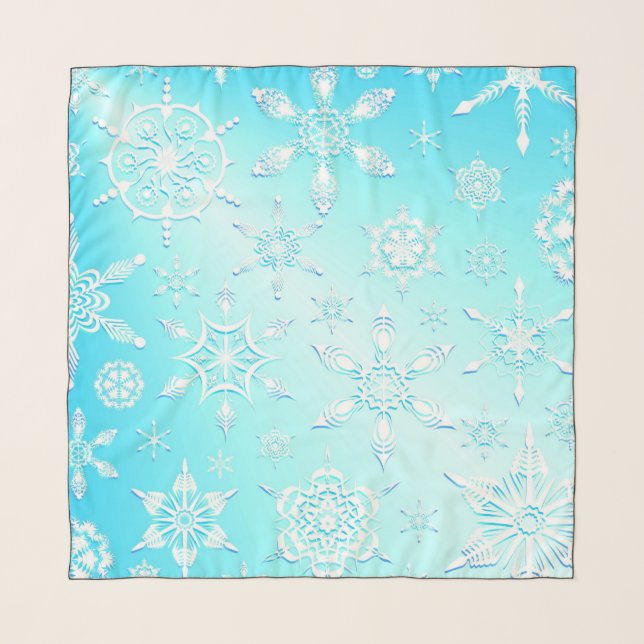 Crystal Snowflakes Pattern Scarf (Front)