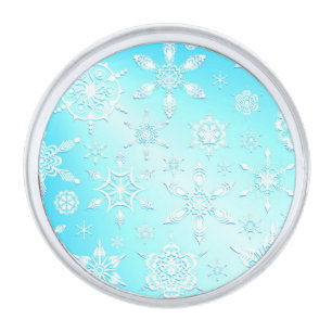 Crystal Snowflakes Pattern Silver Finish Lapel Pin