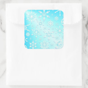 Crystal Snowflakes Pattern Square Sticker