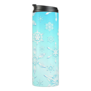 Crystal Snowflakes Pattern Thermal Tumbler