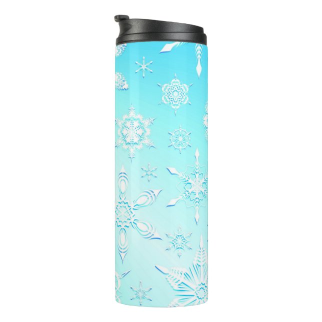 Crystal Snowflakes Pattern Thermal Tumbler (Rotated Right)