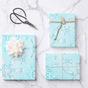 Crystal Snowflakes Pattern Wrapping Paper Sheets
