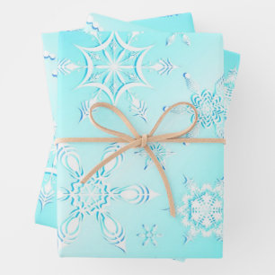 Crystal Snowflakes Pattern Wrapping Paper Sheets