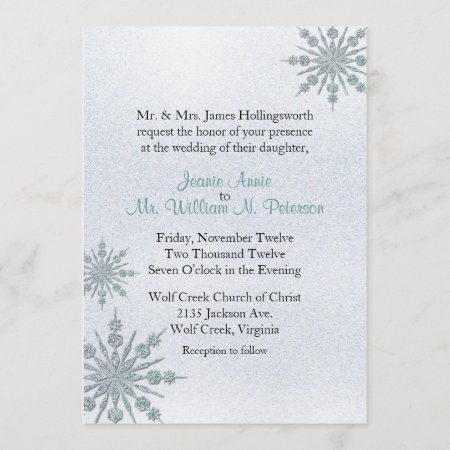 Crystal Snowflakes Winter Wedding Invitation
