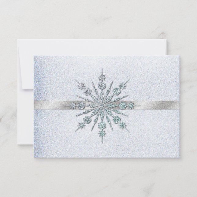 Crystal Snowflakes Winter Wedding RSVP Card (Front)