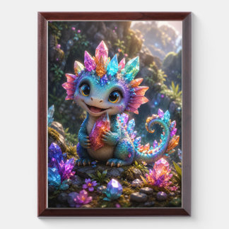 Crystal Sprout – Cute Crystal Dragon Fantasy Art Award Plaque