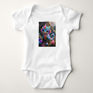 Crystal Sprout – Cute Crystal Dragon Fantasy Art Baby Bodysuit