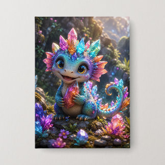 Crystal Sprout – Cute Crystal Dragon Fantasy Art Button