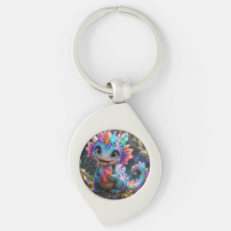 Crystal Sprout – Cute Crystal Dragon Fantasy Art Keychain