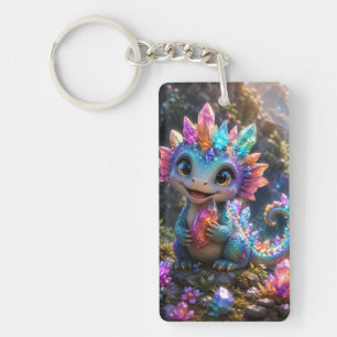 Crystal Sprout – Cute Crystal Dragon Fantasy Art Keychain