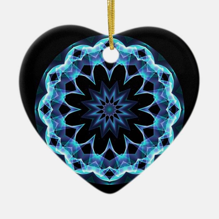 Crystal Star, Abstract Glowing Blue Mandala Christmas Ornament