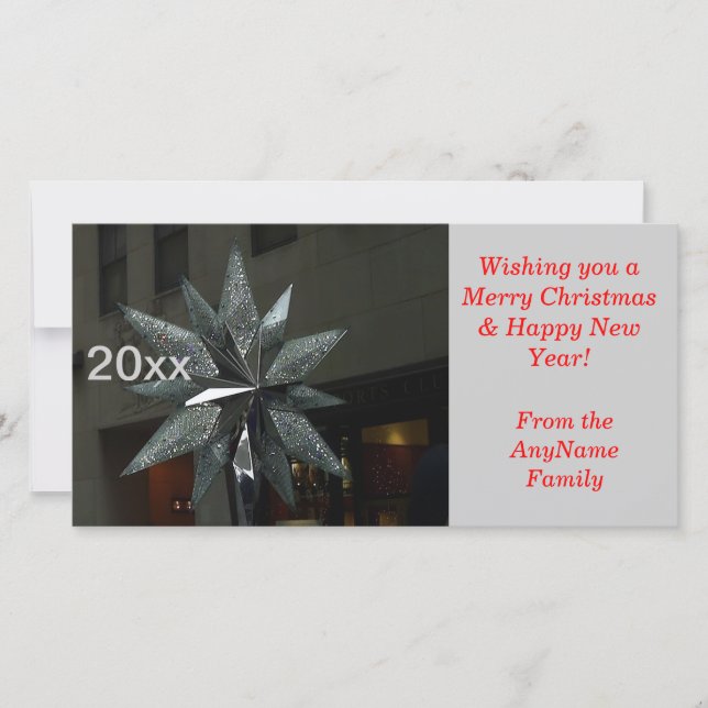 Crystal Star Yearly Holiday Photo Card (Front)