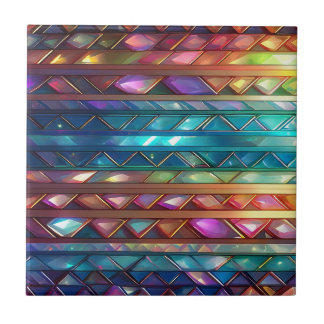 Crystal Stripes Aglow Ceramic Tile
