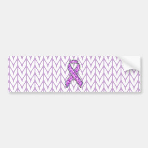 Crystal Style Pink Ribbon Awareness Knit Bumper Sticker