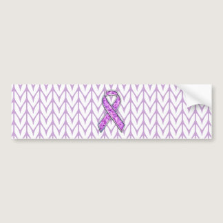 Crystal Style Pink Ribbon Awareness Knit Bumper Sticker