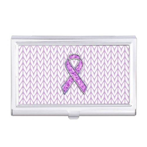 Crystal Style Pink Ribbon Awareness Knit Case For Business Cards