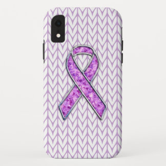 Crystal Style Pink Ribbon Awareness Knit iPhone XR Case