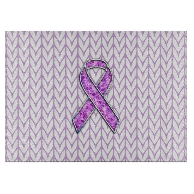 Crystal Style Pink Ribbon Awareness Knit Cutting Board (Front)