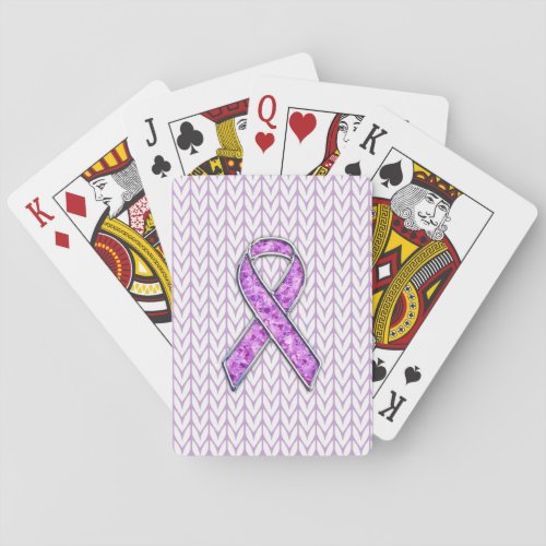 Crystal Style Pink Ribbon Awareness Knit Playing Cards