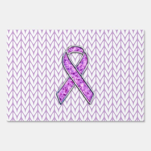 Crystal Style Pink Ribbon Awareness Knit Sign (Front)