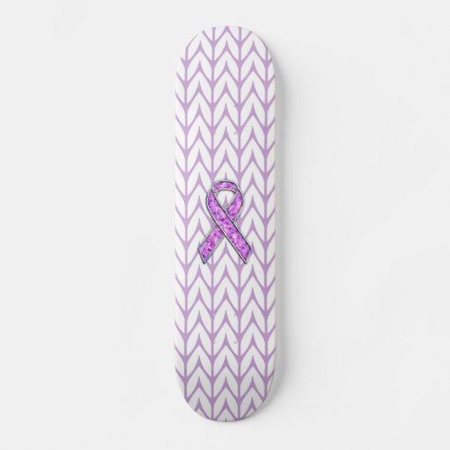 Crystal Style Pink Ribbon Awareness Knit Skateboard