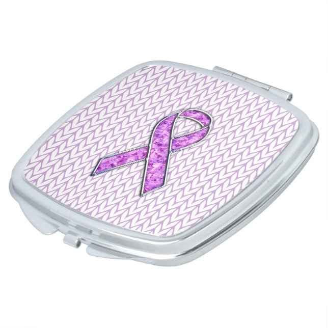 Crystal Style Pink Ribbon Awareness Knit Vanity Mirror (Turned)