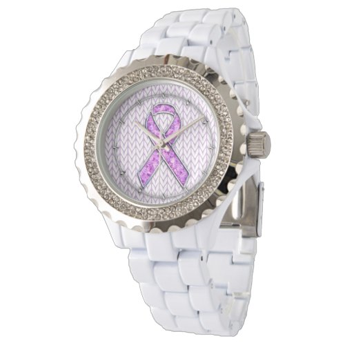 Crystal Style Pink Ribbon Awareness Knit Watch