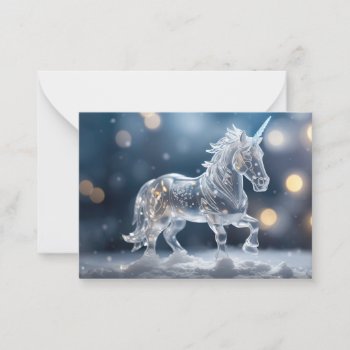 Crystal Unicorn Christmas Winter Wonderland Note Card by sirylok at Zazzle